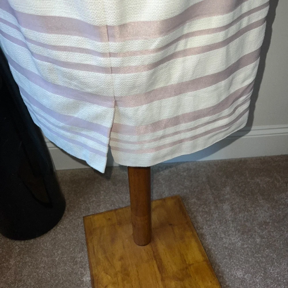 J. Crew Pink and White Striped Cap Sleeve Suiting Dress Size 2